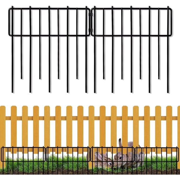 12In(H) x 28.00Ft(L) Upgrade 1.26 in Gap Decorative Fences No Dig Fence for Rabbit and Dog, Rustproof Metal Wire Garden Fence Border for Garden Patio Landscaping,26 PCS