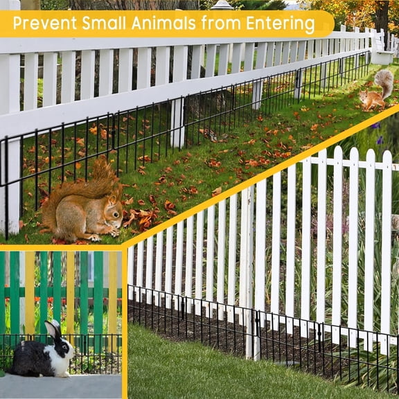 12In(H) x 28.00Ft(L) Upgrade 1.26 in Gap Decorative Fences No Dig Fence for Rabbit and Dog, Rustproof Metal Wire Garden Fence Border for Garden Patio Landscaping,26 PCS
