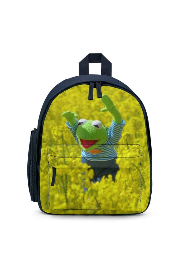 12In Small Ker-mit The Frog Backpack with Pocket Travel Bag Fashion Bookbag Casual Daypack