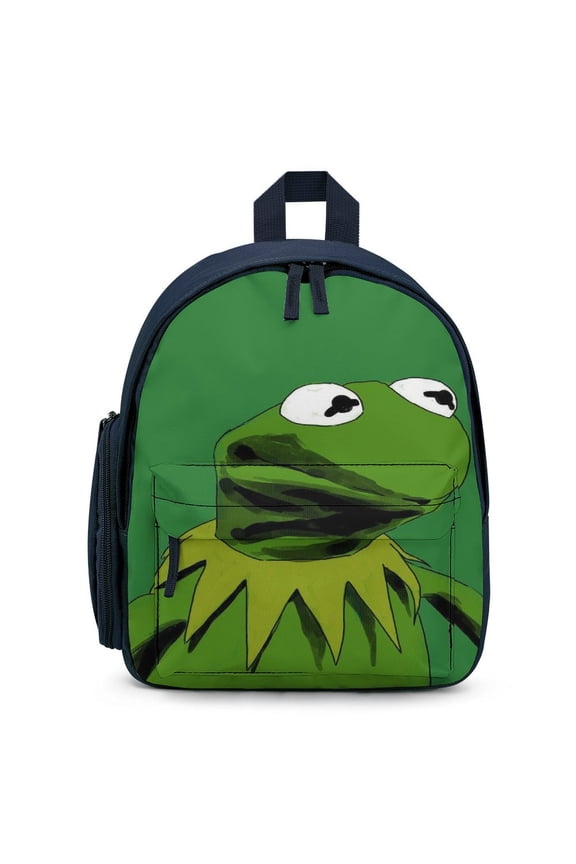 12In Small Ker-mit The Frog Backpack with Pocket Travel Bag Fashion Bookbag Casual Daypack