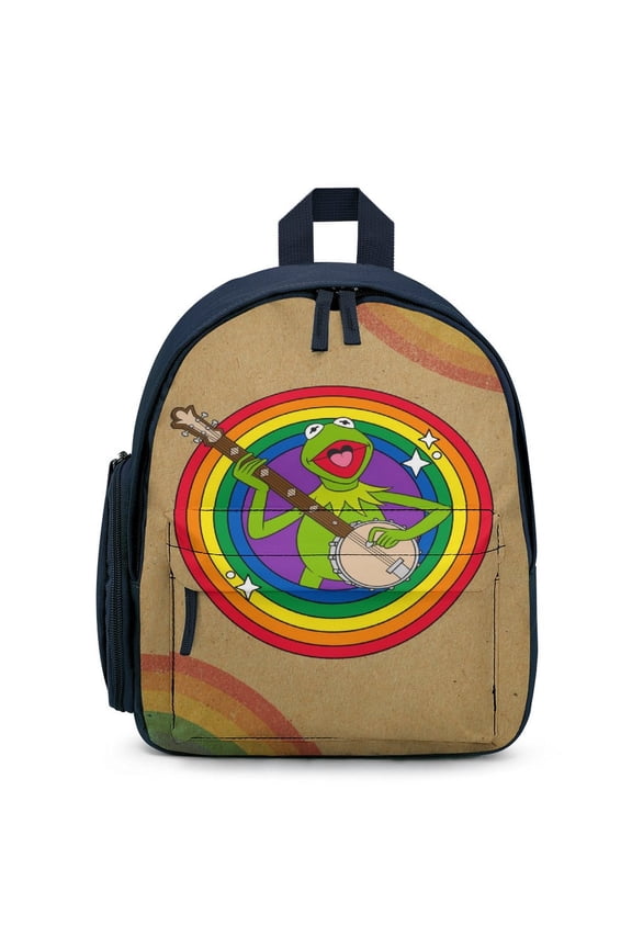 12In Small Ker-mit The Frog Backpack with Pocket Travel Bag Fashion Bookbag Casual Daypack