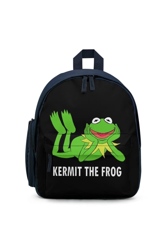 12In Small Ker-mit The Frog Backpack with Pocket Travel Bag Fashion Bookbag Casual Daypack