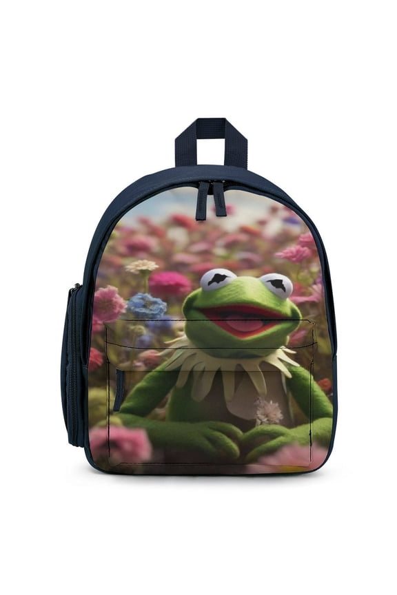 12In Small Ker-mit The Frog Backpack with Pocket Travel Bag Fashion Bookbag Casual Daypack