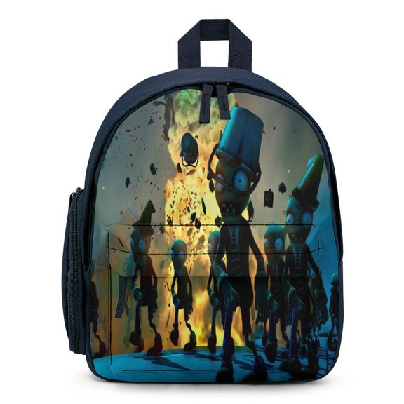 12In Small Plants Vs Zombie Backpack with Pocket Travel Bag Fashion Bookbag Casual Daypack