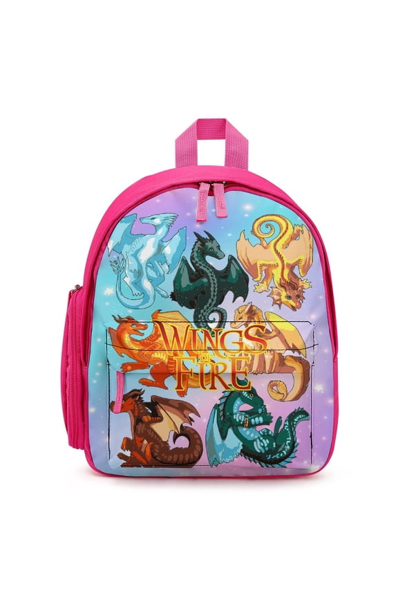 12In Small Wings Dragon Fire Backpack with Pocket Travel Bag Fashion Bookbag Casual Daypack