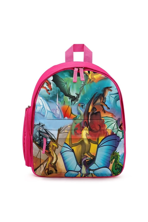 12In Small Wings Dragon Fire Backpack with Pocket Travel Bag Fashion Bookbag Casual Daypack
