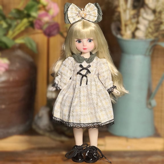 12Inch 20-Joints Posable Lolita Style Doll for Customization with Hand-Painted Lips for Fashion Design and Outfit