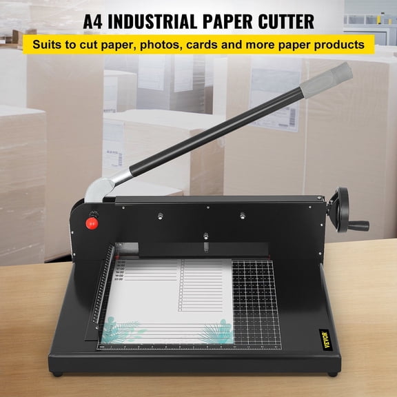 12Inch A4 Paper Cutter Heavy Duty - 300 Sheets Capacity, 45HRC Hardness Blade, Metal Base, Desktop Stack Cutter for Office Home