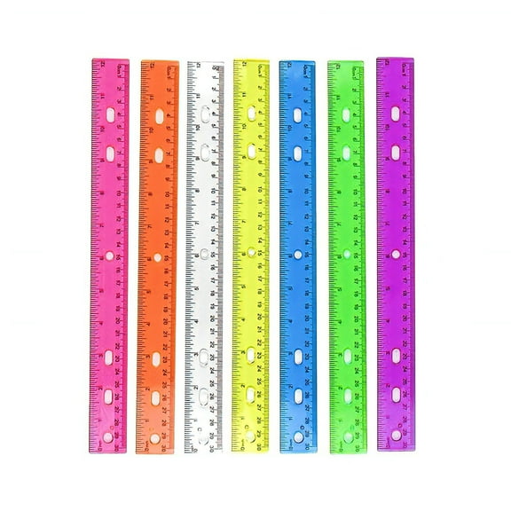 12Inch Clear Rulers with Hole Drawing Ruler Math Ruler Measuring Ruler Measuring Tool for Drawing Drafting Measuring