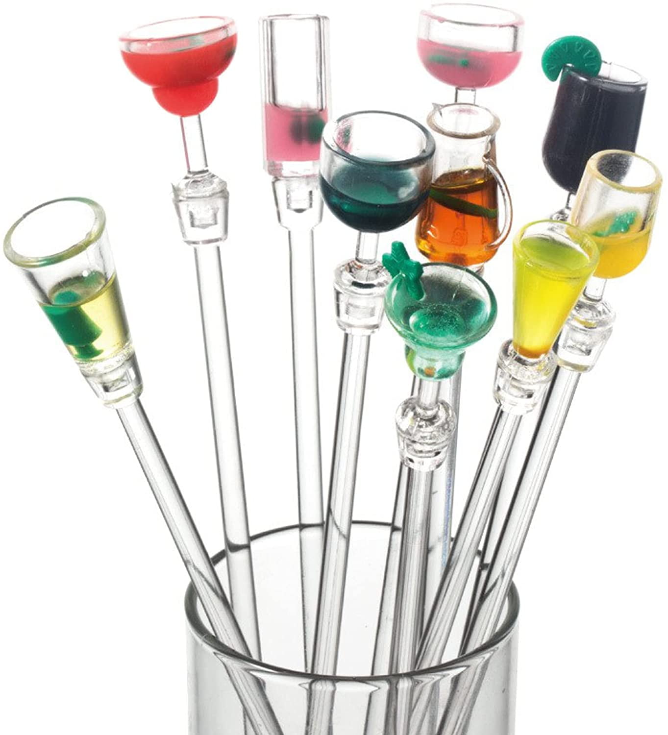 18 Assorted Set Glass Swizzle Sticks Stir Cocktail Stirrers Blown Glass  Barware