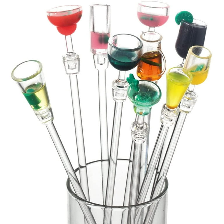 12Inch Cocktail Stirrers Swizzle Sticks, Torubia 10pcs Acrylic Colorful  Cocktail Mixer Stirring Sticks Drink Stirrers Stir Mixing Spoon with Wine