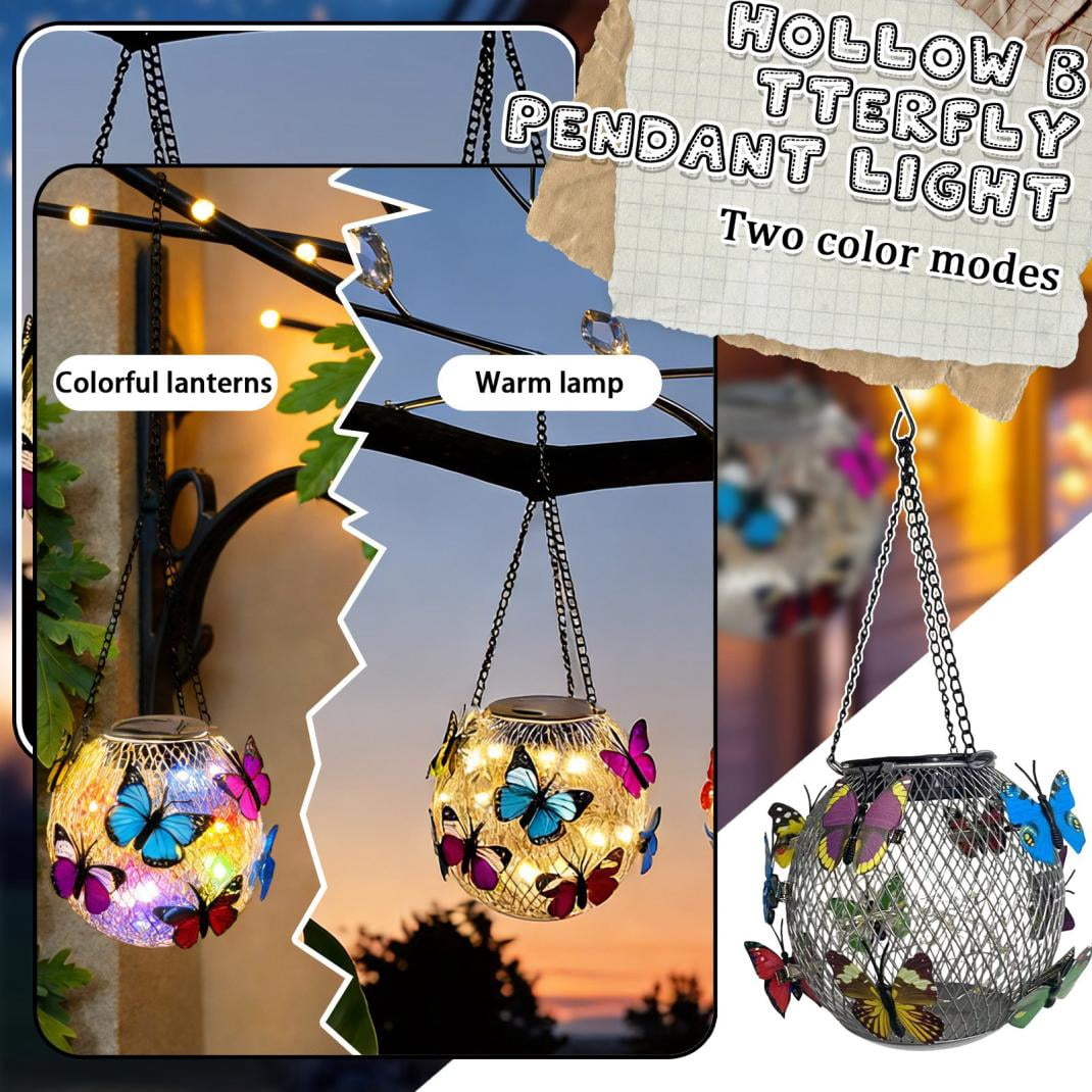 12Inch Hollow Butterfly Pendant Lantern, Decorative Hanging Lamp With ...