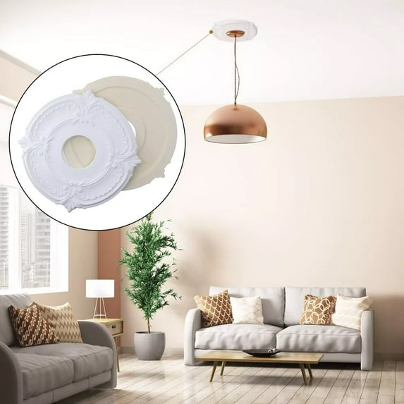 12Inch Round PU Decorative European Carving Light Ceiling Fan Medallion for Home