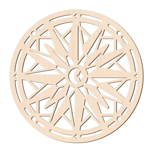 12Inch Sun Sacred Geometry Wall Art Wooden Wall Hanging Decor Laser Cut Wooden Wall Sculpture for Wall Hanging Art Home DecorationDIY