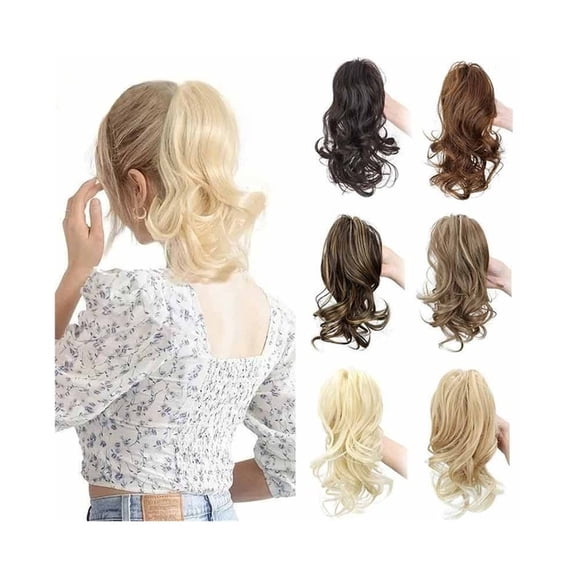 12Inch Synthetic Ponytail Hair Extension Short Wavy Curly Claw Clip in Ponytail Hairpiece for Women