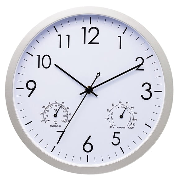 12Inch Thermometer Hygrometer Wall Clock Wall Mounted Decorative Hanging Clock