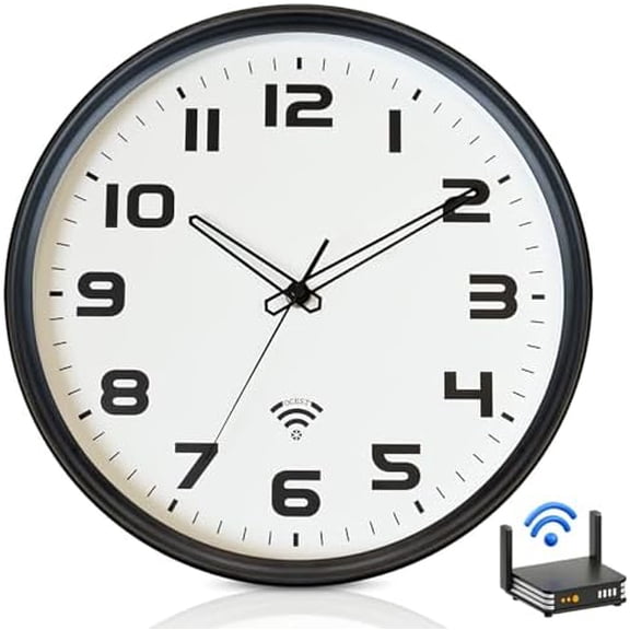 12Inch WiFi Wall Clock with Auto Sync Time & DST, Easy to Read, Large Digital Display, Silent Battery Operated Wall Clock for Living Room Bedroom School Office Kitchen$$Home Decor, Kitchen, & Other