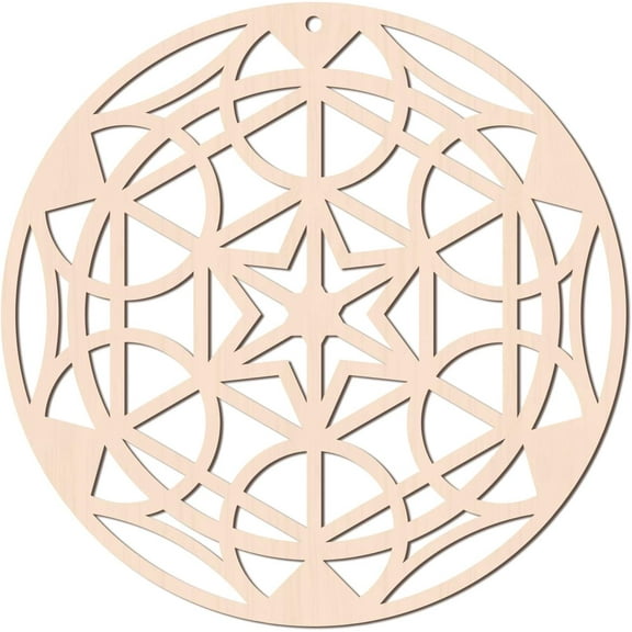 12Inch Wooden Sacred Geometry Wall Art Laser Cut Wooden Wall Sculpture for Wall Hanging Decor Art Home Decoration