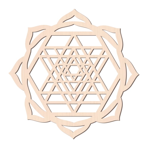 12Inch Wooden Sri Yantra Wall Art Sacred Geometry Home Decor Laser Cut Wooden Wall Sculpture for Wall Hanging Decor Art Home Decoration DIY
