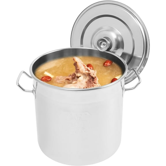 12L/22.2Qt  Large Stock Pot with Lid,Nickel Free Stainless Steel Cookware Healthy Polished Stockpots, Induction Soup Pot for Cooking Home Use