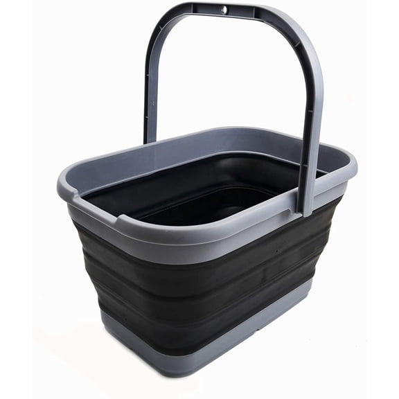 12L (3.17 Gallon) Collapsible Rectangular Handy Bucket (1, Grey/Black)