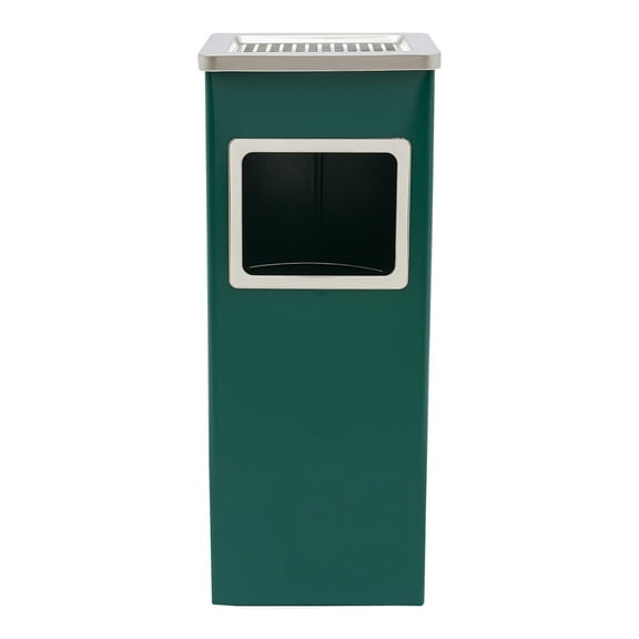 12L/3.17Gal Indoor Outdoor Trash Can, Commercial Trash Can W/Top Tray, Garbage Can with Removable Inner Bucket, Side Opening Waste Container for Business Halls, Parks (Green,Black)