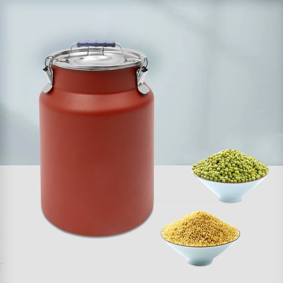 12L/3.17Gal Stainless Steel Airtight Round Food Storage Canister, Red Kitchen Container with Locking Clamp Lid for Rice Cereal Grain Coffee Bean