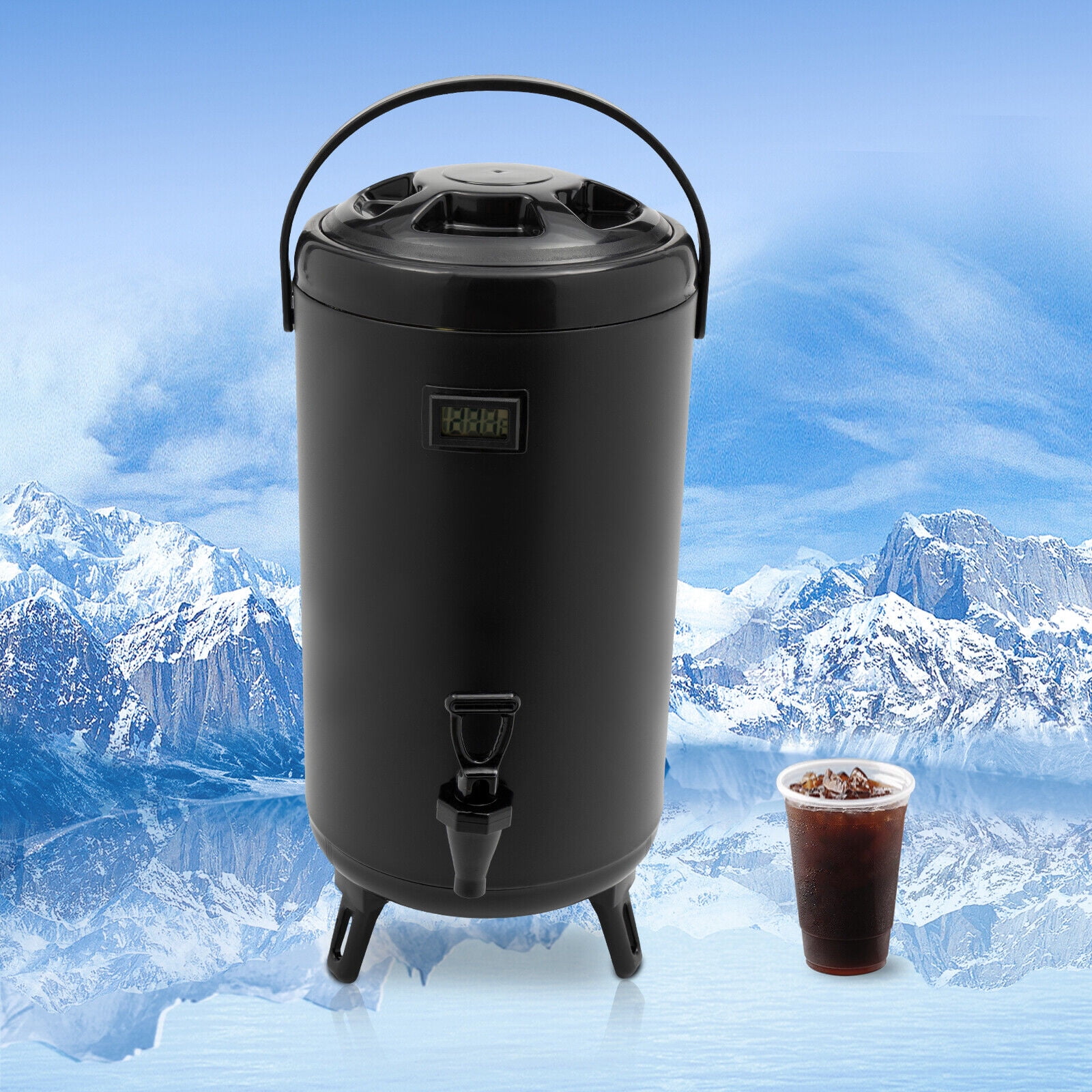 Insulated Beverage Dispenser 12 QT/3.2 Gallon, Stainless Steel Beverage  Dispenser Cold and Hot Drink dispenser with Thermometer-Spigot for Hot Tea  