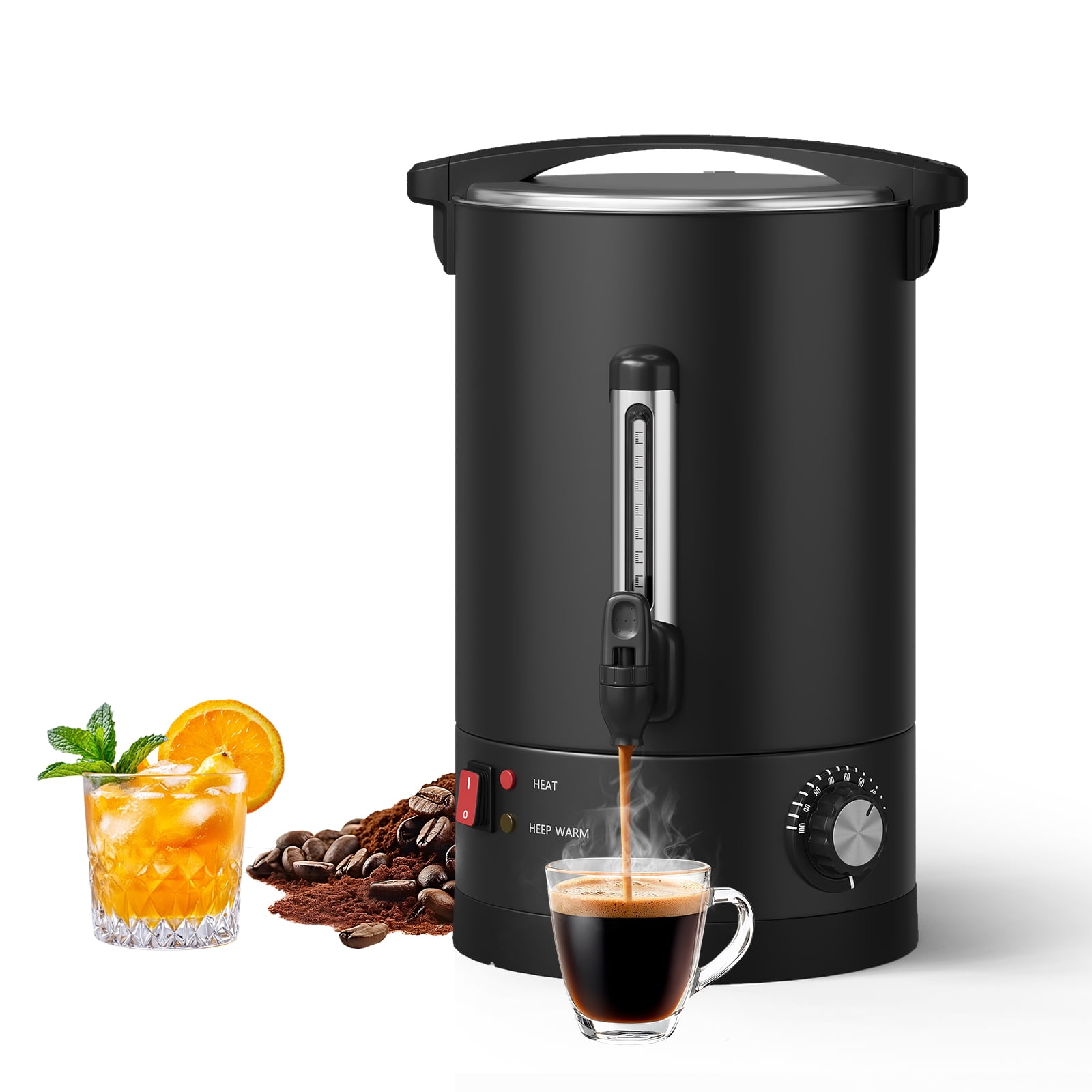 12L/80 Cups Coffee Urn-3.2 Gallon Double Wall Commerical Coffee Maker for Buffet Catering Wedding Gathering,Large Capacity Hot Coffee Dispenser,Stainless Steel Hot Water Urn-Black