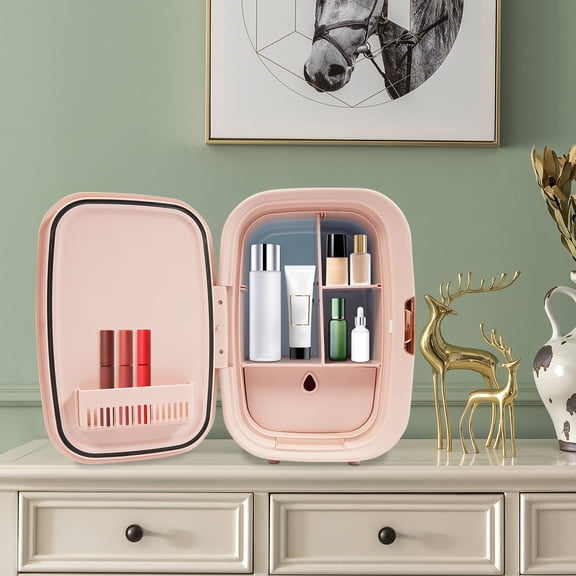 12L Beauty Fridge-50W/48W Dual-Function Cooling/Heating Cosmetic Refrigerator with Smart Thermostat, Compact Mini Skincare Fridge, Low Noise Operation (Pink)