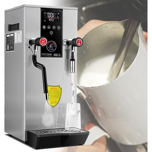 12L Commercial Multi-Purpose Milk Frother, Steam Milk Frothing Machine, Full-Automatic Boiling, Electric Milk Foam Maker, with LED Display, for Coffee Shop, Drink Shop, Dessert Shop
