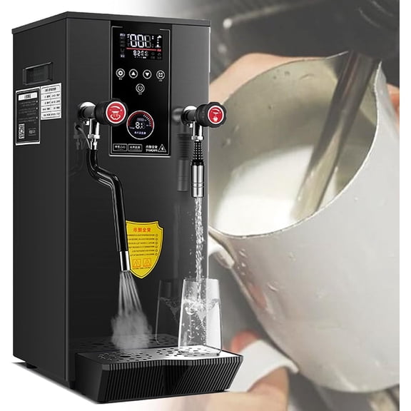 12L Commercial Multi-Purpose Milk Frother, Steam Milk Frothing Machine, Full-Automatic Boiling, Electric Milk Foam Maker, with LED Display, for Coffee Shop, Drink Shop, Dessert Shop