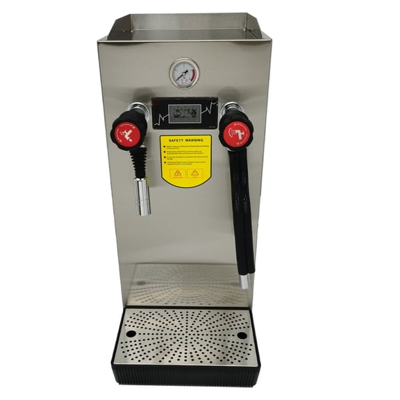 12L Commercial Stainless Steel Electric Steam Milk Frothing Machine with Temp Display and 360Rotatable Steam Nozzle 2KW 220V