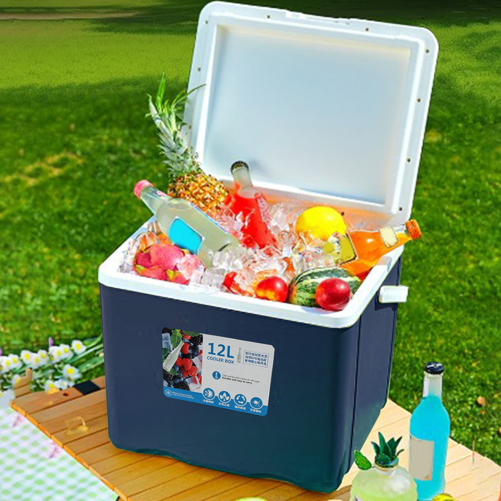 12L Cooler Box, Large Capacity Travel Cooler,Portable Camping Cooler with Handles, Leak-Proof, Ice Chest Keeps Ice for Up to 3 Days, Ideal for BBQ, Camping, Pincnic(Blue)