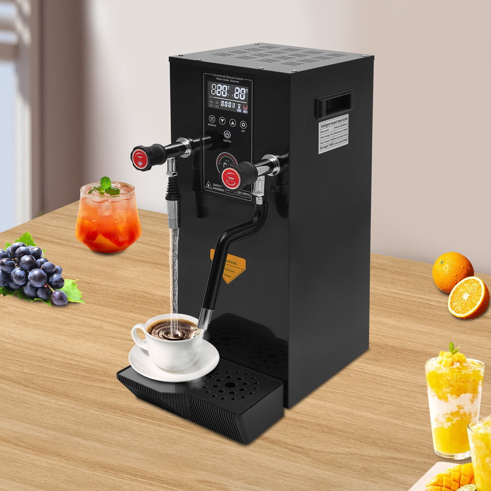 12L Hot Water Dispenser Fixed Time 304 Stainless Steel Hot Water Machine Black 10.23*11.02*25.2in