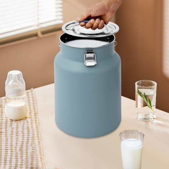 12L Metal Grain Storage Container with Lid Modern Rice Container Round Bucket 9.06*13.58in for Kitchens, Hotels, Restaurants