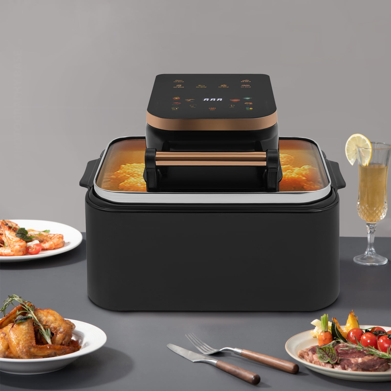 12L Multifunctional Air Fryer, 1700w Electric Air Fryer, Household Viewable Glass Air Fryer with 360° Hot Air Circulation, 176-410℉(Black)