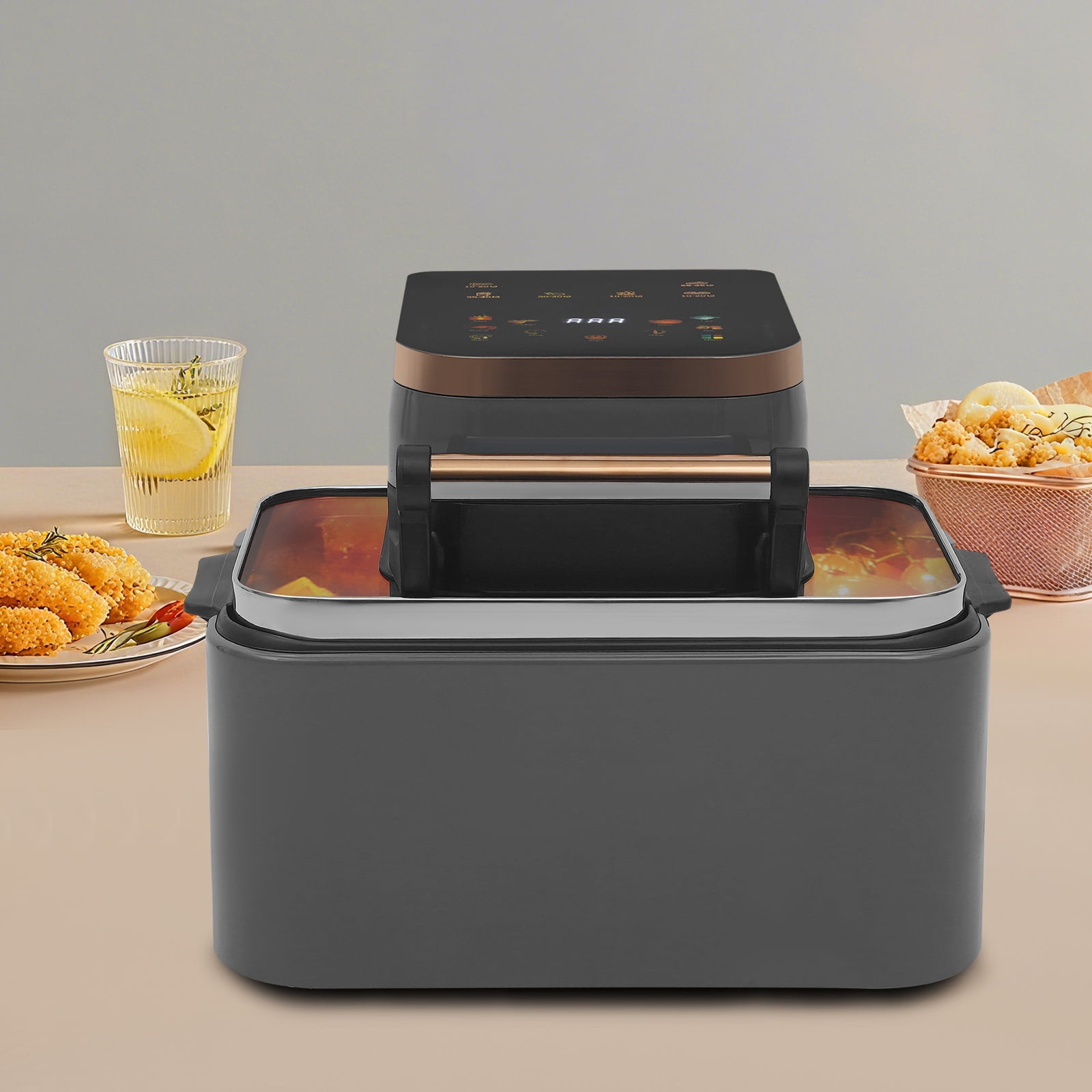 12L Multifunctional Air Fryer, 1700w Electric Air Fryer, Household Viewable Glass Air Fryer with 360° Hot Air Circulation, 176-410℉(Silver Gray)