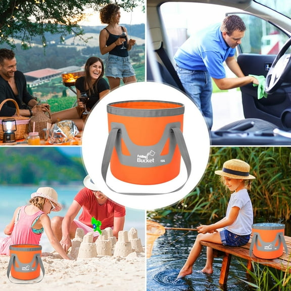 12L Portable Foldable Water Bucket, Collapsible Fishing Bucket, Travel Basin for Camping, Hiking, Outdoor Activities, Leakproof and Durable