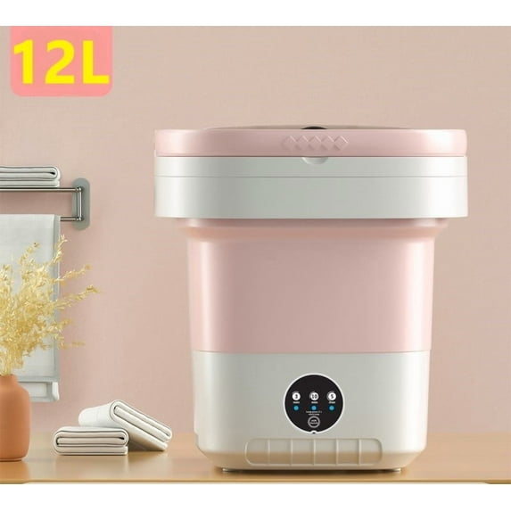 12L Portable washing machine,Folding Mini Washer Deep cleaning for Underwear, Baby Clothes,Apartments,Dorm,RV Travel laundry Gift Choice(Pink)