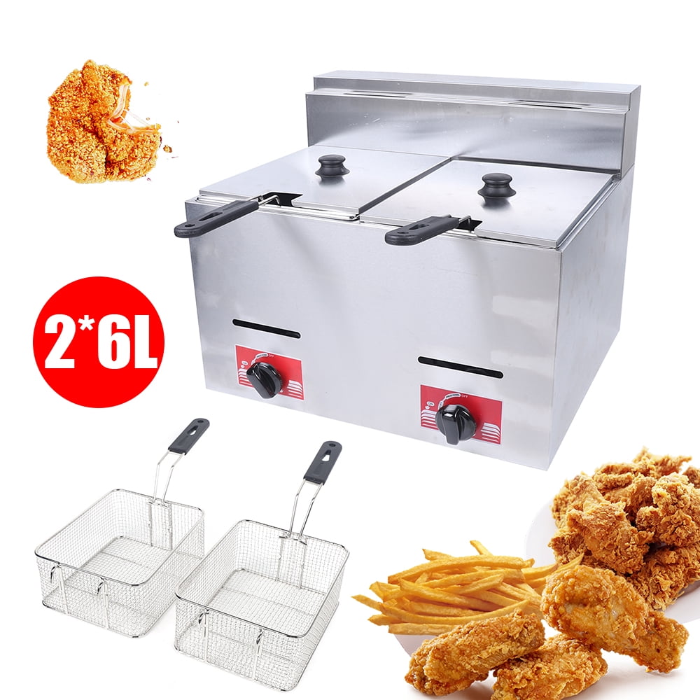 WILPREP Electric Deep Fryer, 20 lb Commercial Fryer with Dual Oil Tanks,  ETL Listed Countertop Kitchen Deep Frying Machine for Home Use, 1600W