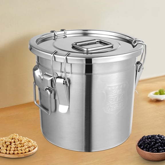 12L Stainless Steel Storage Bucket with Airtight Lid, Leak-Proof Sealing, Food-Grade 304 & 201 Steel, Easy To Clean, Durable & Versatile for Kitchen, Storage, and More