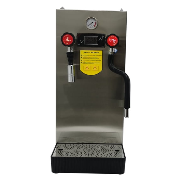 12L Steam Boiling Water Frothing Machine Commercial Milk Foam Maker 220V with Temp Display and 360 Rotatable Steam Nozzle