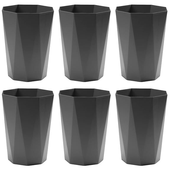 12L Trash Can Wastebasket Plastic Trash Bin Garbage Container Rubbish Can Paper Basket Office Organizer for Bedroom Home Office, 6 Grey