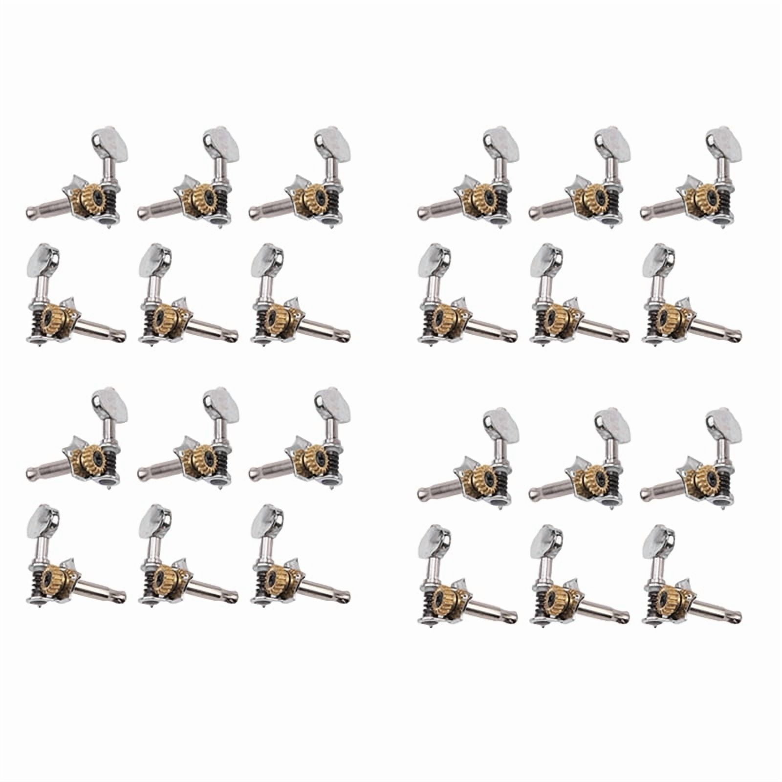 12L12R 24Pcs 1:18 Guitar String Tuning Pegs Tuner Machine Heads Knobs Tuning Keys for Acoustic or Electric Guitar Silver