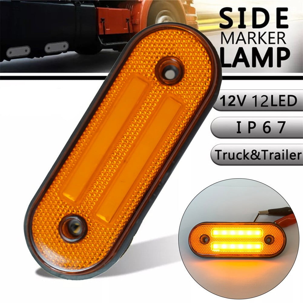 12LED Oval Marker Side Lights Trailer Truck Lorry Indicator Lamps 12