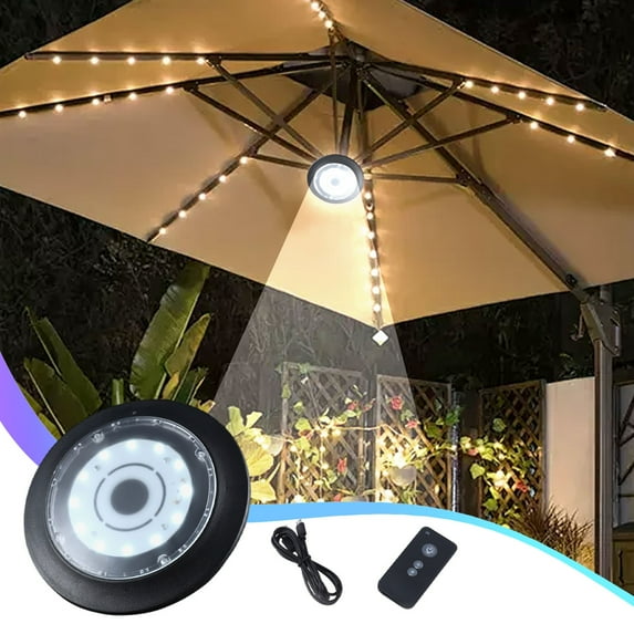 12LED Remote Control Camping Light, Dimmable, USB Powered, for Tent Umbrella, Detachable, Portable, Bright, Multi-Mode