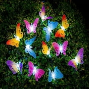 ZOIUYTRG 12Led Solar Power Light Butterfly Fiber Optic Fairy String Outdoor Garden Decor