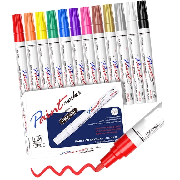 12Lots Durability Oil Paint Markers Quick Drying Waterproof Fine Tip Permanent Paint Markers Stone Tablets Tracing