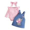 thumbnail image 1 of 12M 0-3 Months Baby Girl Sleepers Fall Girl Clothes Baby Girl Clothes Toddler Girl Outfits Girl Fall Clothes for Girl Romper Overalls+Cute Headband 3PCS, 1 of 6